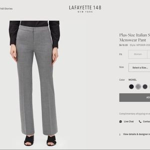 Lafayette 148 Stretch Wool Menswear Pant
